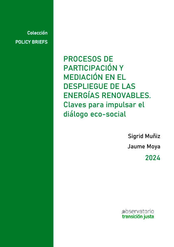 Procesos de participación y mediación en el despliegue de las energías renovables, de Sigrid Muñiz y Jaume Moya